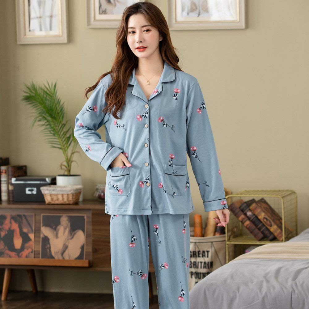 Conjunto De Pijamas De Mujer,Conjunto De Pijamas De Algodón Suave Con Estampado De Botones Conjuntos De Pijamas Con Bolsillos Ropa De Dormir De Manga Larga Tallas Grandes Ropa De Dormir Ropa De Dorm