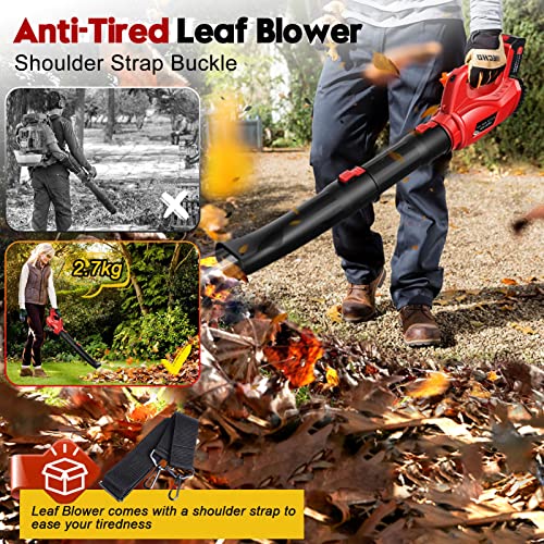 Electric Leaf Blower Cordless 21V, 320 Cfm 180 Mph Battery Powered Leaf Blower With 4000Mah Battery And Charger, 2 Section Tubes, 6-Speed Dial Control Leaf Blowers For Lawn Care, Snow, Debris, Dust #TOP6