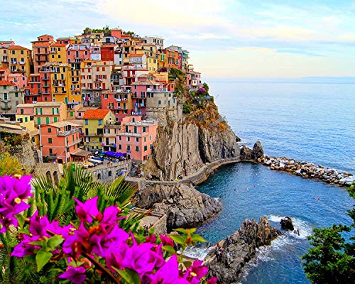 WJGJ Peinture par Numéro Kit, DIY Peinture à l'huile sur Toile pour Adultes Débutant, Kit de Peinture par numéro à Faire soi-même Décoration d’intérieur 40 * 50 cm - Amalfi Incroyable Cover