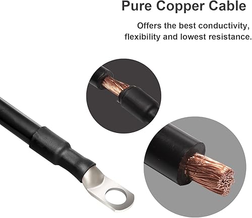Miniatura 3 de MILAPEAK Cables de batería de 4 AWG, juego de cables inversores de batería marina de calibre 4 de 5 pies con terminales de 38 pulgadas (positivos y