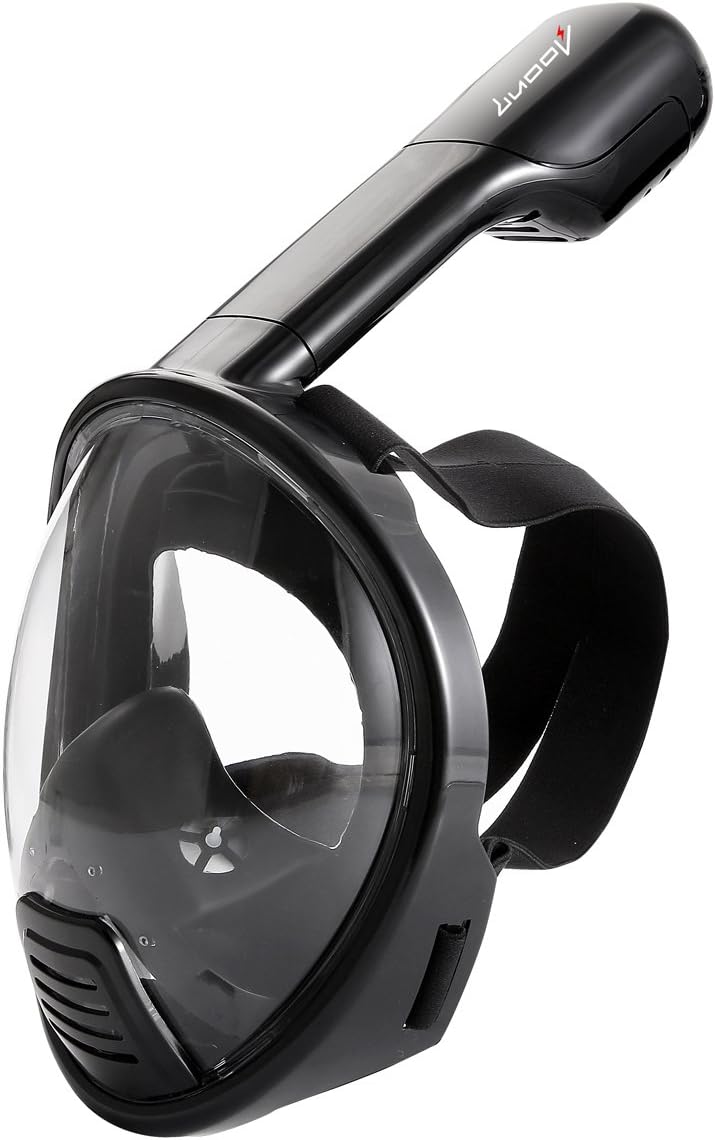 LUOOV Easybreath Full Face Snorkeling Mask,Free Breathing Anti Fog and Anti Leak Design, Diving Mask (BLACK, XS(for children))