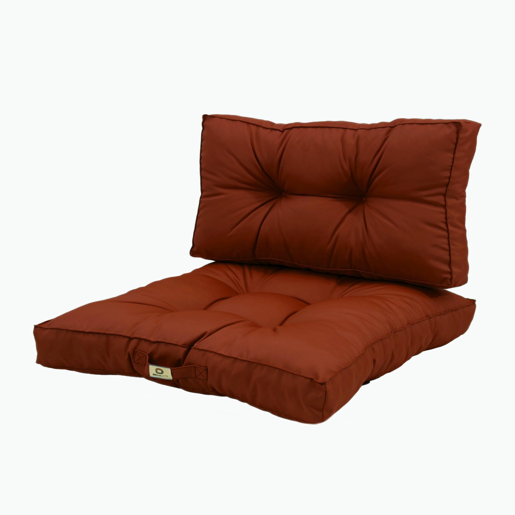deco arts Coussins pour Salon de Jardin - Coussins extérieur - 60x60 cm - Coussin de Remplacement pour Fauteuil, Banc & Chaise d'extérieur - Imperméable, Confortable & capitonné - Terracotta