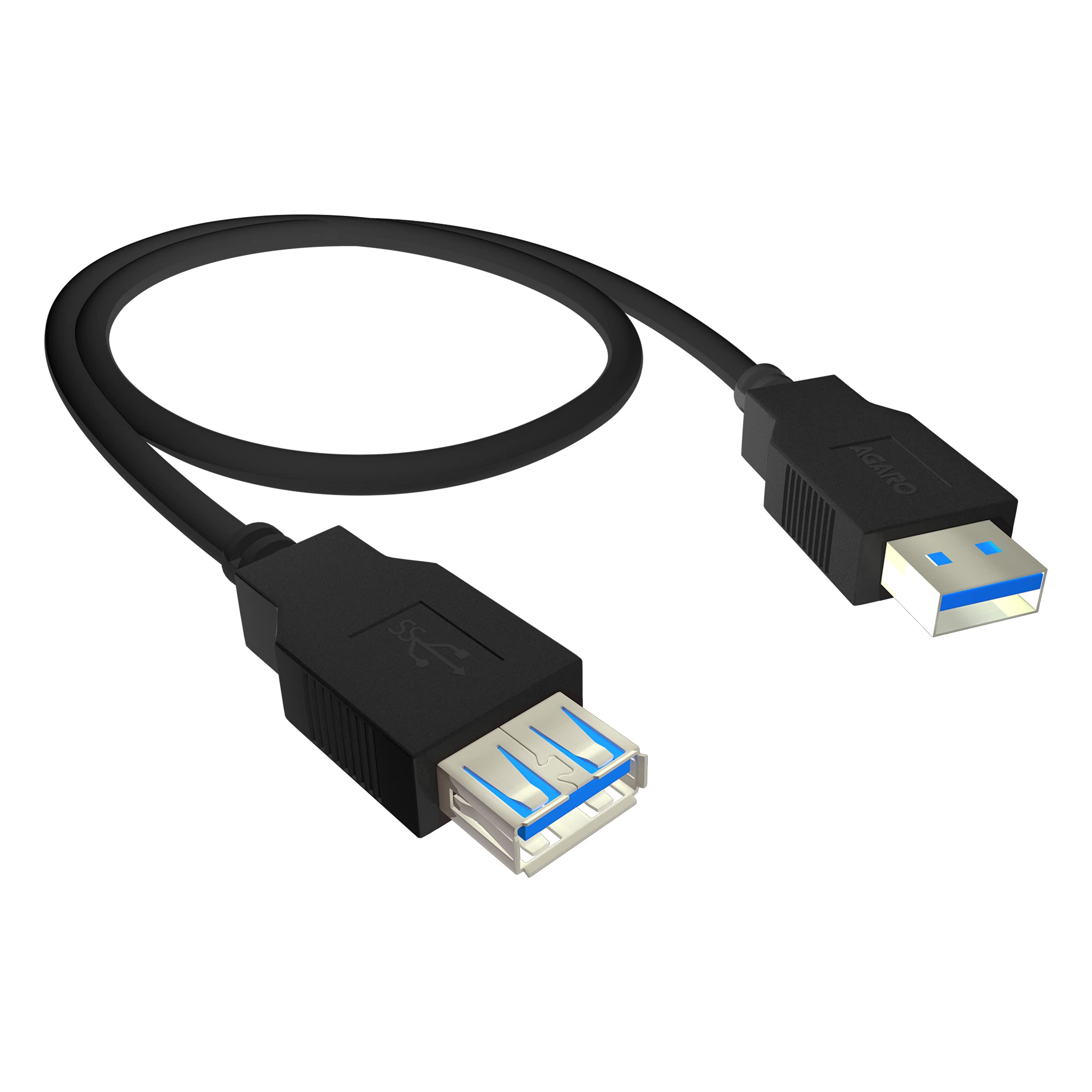 agaro usb extender, usb 3.0 extension cable male to female usb cable high-speed 5gbps data transfer compatible with webcam, gamepad, keyboard, mouse, hard drive, xbox, laptop/pc/mac/printer, 1 meter