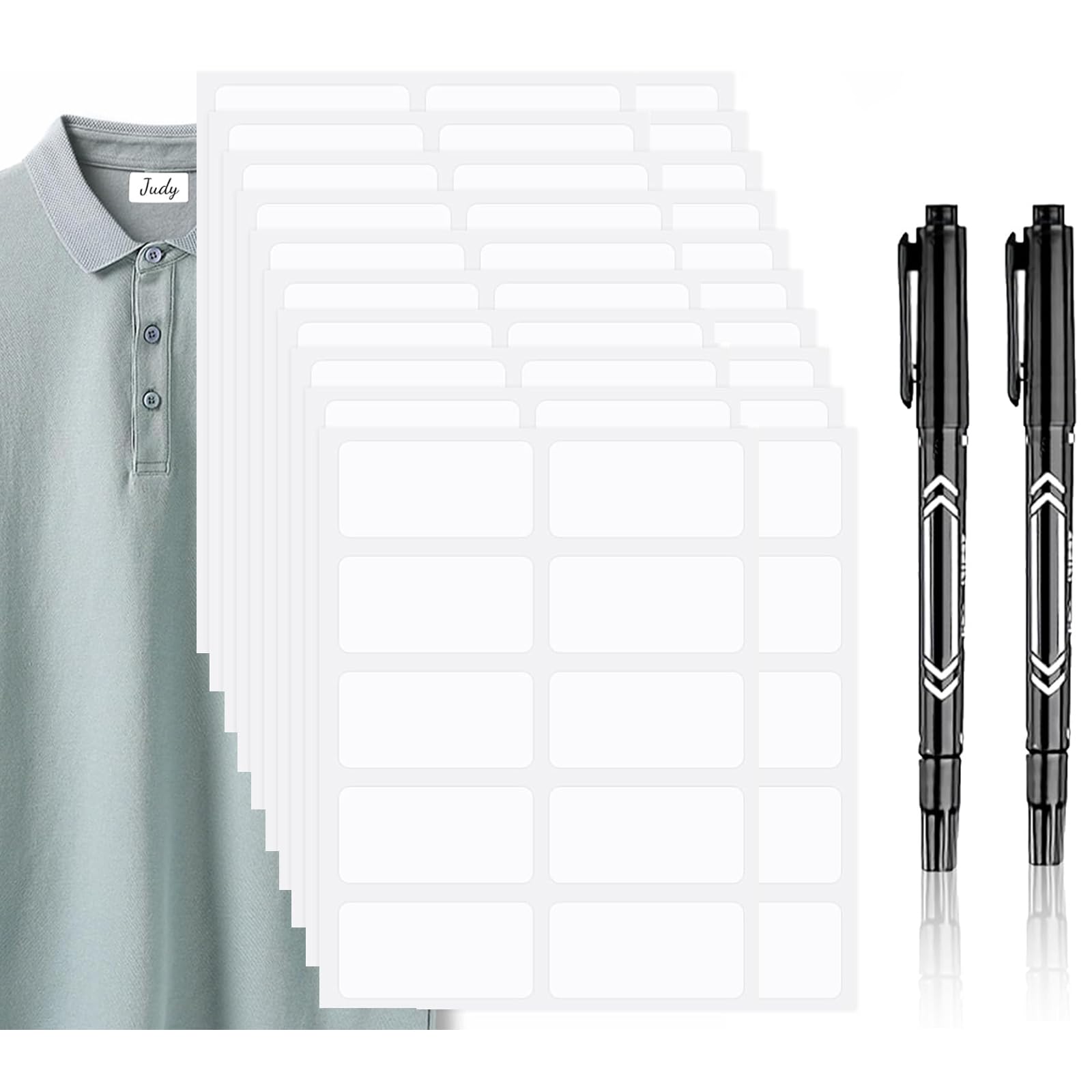 200Pcs No-Iron Clothes Labels,Writable Fabric Labels,with 2 Permanent Fabric Marker Pen Attached for Personalised Name Stickers. Suitable for Schools, Nursing, and Homes (202)