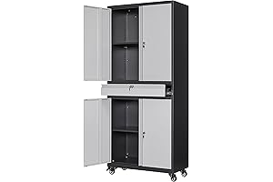 Yizosh Steel Storage Cabinet on Wheels with Locking Doors
