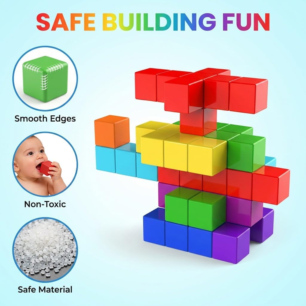 Magnetic Blocks For Kids Ages 3-5 - 45pcs Magnet Cubes Toys Birthday Valentine's Day Gifts For 3 4 5 6 7 8 9 10 Year Old Boy Girl - STEM Toys Sensory Toy For Kid With Autism Creative Learning Gifts