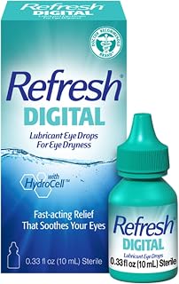 Refresh Digital Lubricant Eye Drops for Dry Eyes from Screens - Preservative-Free HydroCell Tech, 0.33 Fl Oz