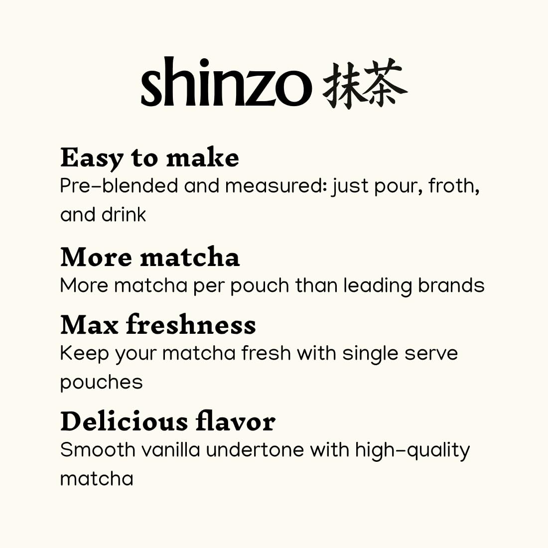 Shinzo - Vanilla Matcha | Premium Flavored Japanese Matcha | Single Serve for Maximum Freshness - 10 Pouches