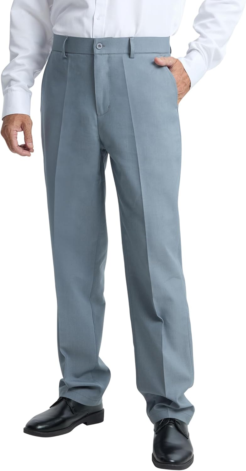 LETAOTAO Men's Classic Fit Dress Pants, Wrinkle-Free Flat Front Straight Leg Formal Pants for Business & Office