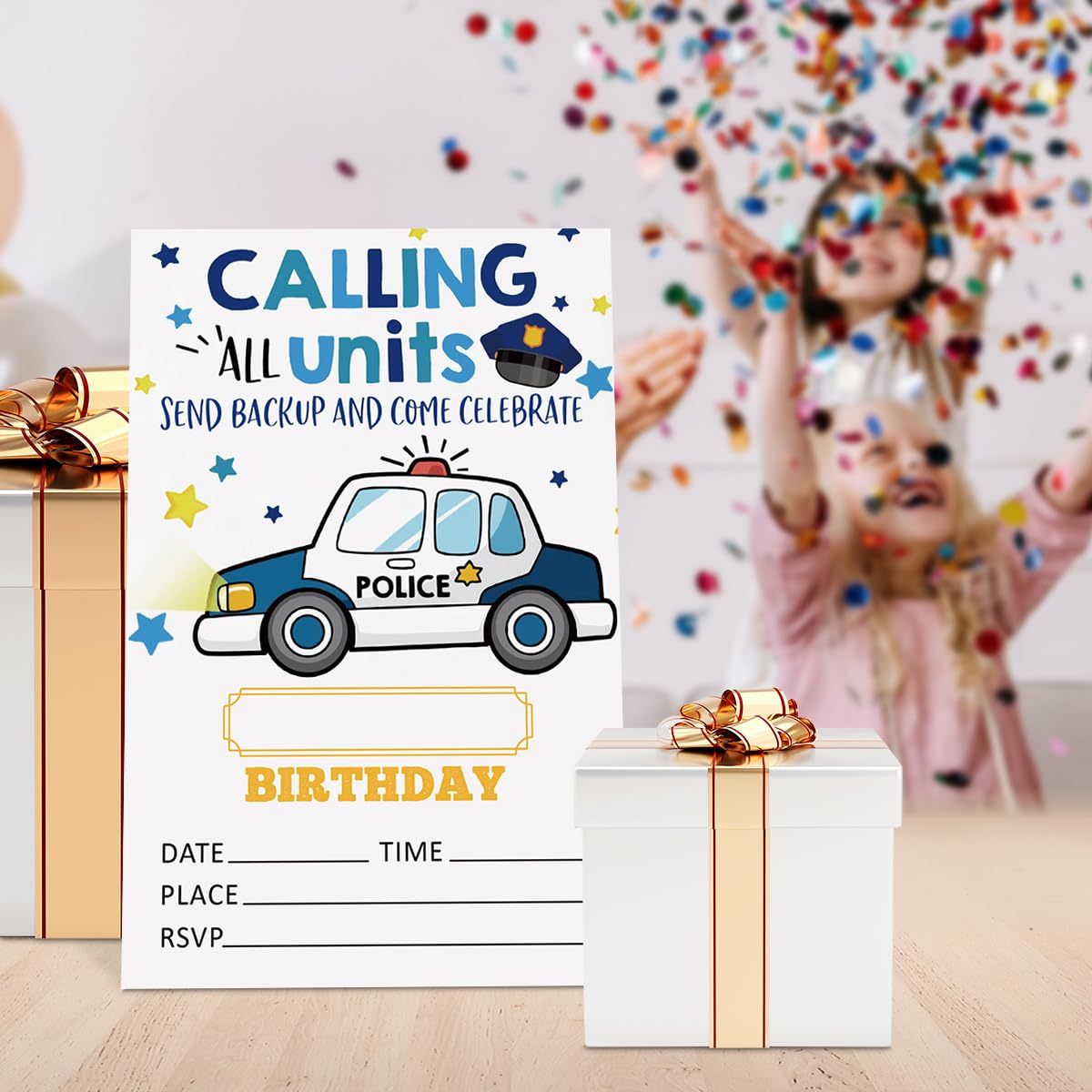 Amazon.com : UDNADKEX Birthday Invitations for Boy Police with Envelopes, Invites for Birthday Party Police Officer Cop Car, Policeman Birthday Party Invite Cards, Calling All Units, 4