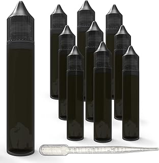 30ml Chubby Gorilla LDPE PET Plastic Unicorn Squeeze Bottle (10 Pack) Dropper bottle (Transparent Black) REUSABLE, Child Resistant Cap, Easy Drip Tip Applicator Dropper Bottles with Squeeze Dropper