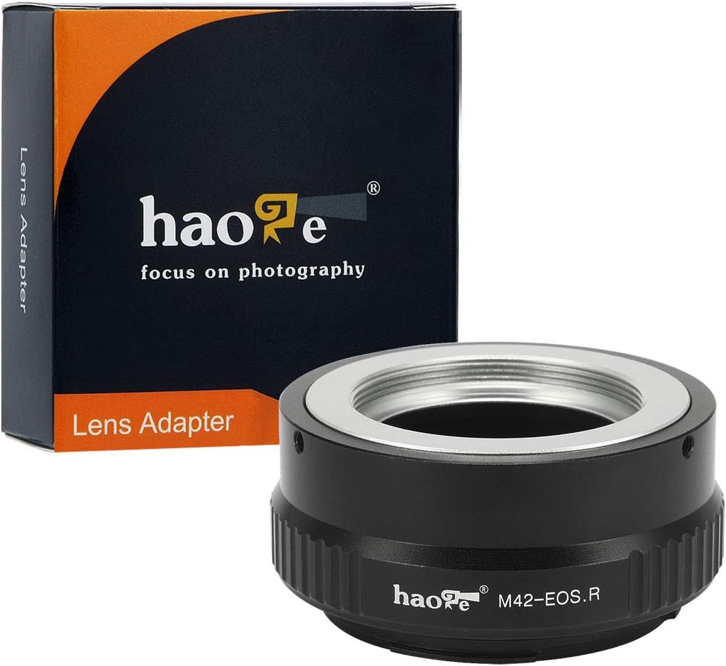 Haoge Manual Lens Mount Adapter for M42 42mm Screw Mount Lens to Canon RF Mount Camera Such as Canon EOS R