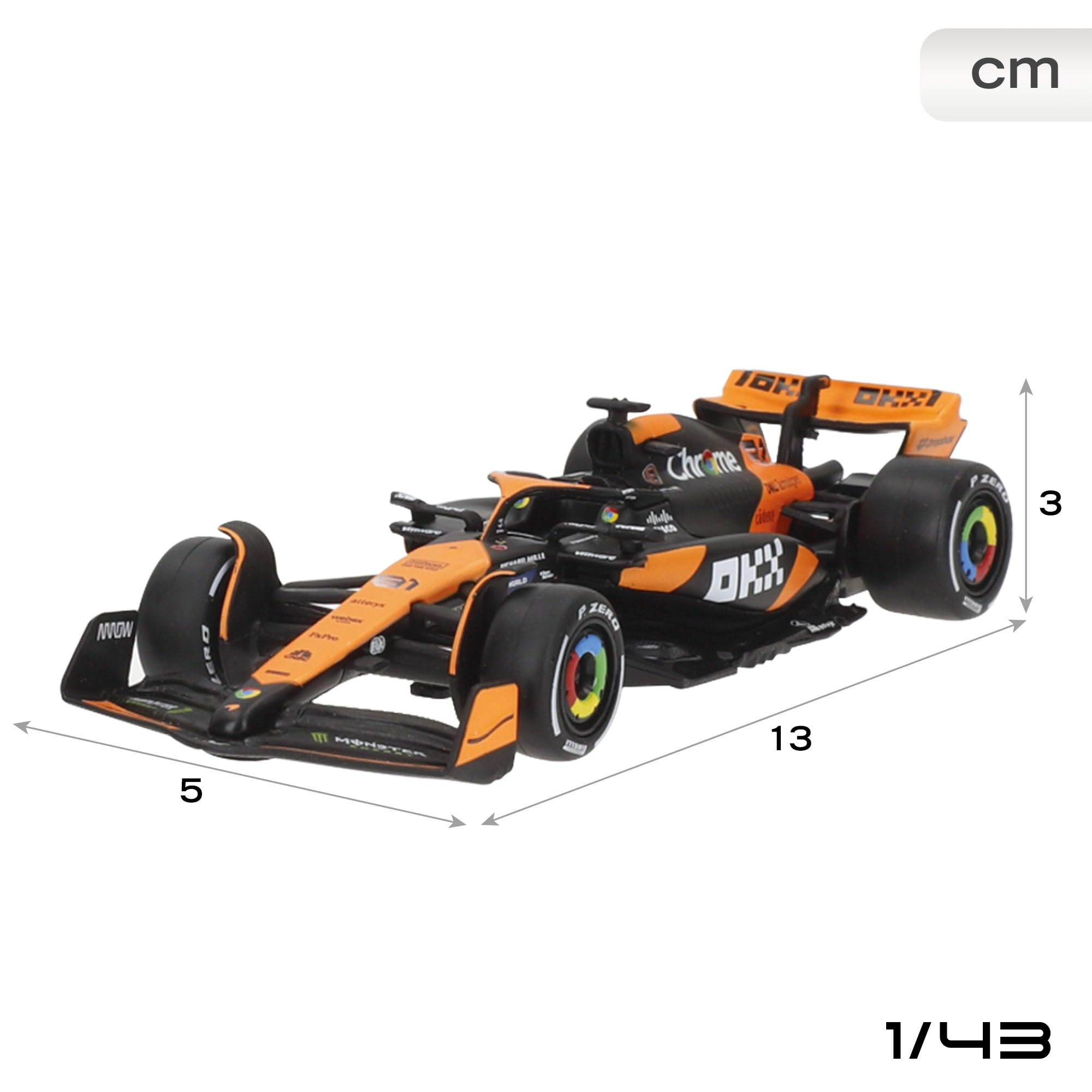 Bburago Formula 1 McLaren MCL38 - Set da 2 pezzi (2024): modellino auto in scala 1:43, Window Box, 25,4 cm, nero/arancione (18-38202)
