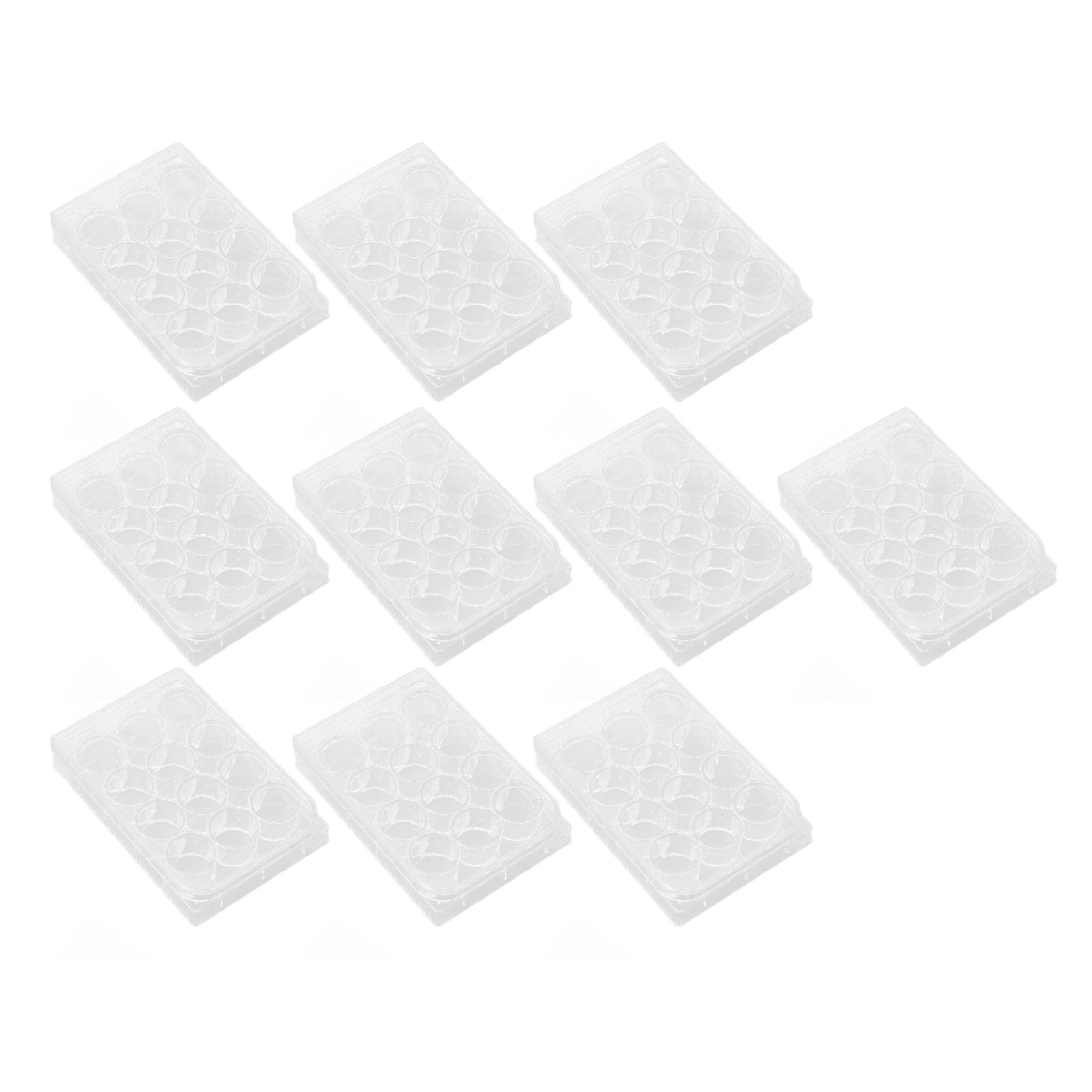 Tissue Culture Plate, Culture Plate Practical 10pcs Preventing Rupture Sturdy Widely Used with 10 Lids for Biology Room (12 Well)
