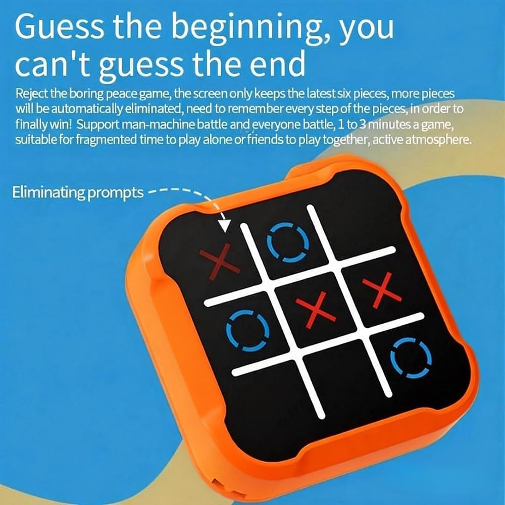 Electronic Tic Tac Toe Game,QIANSSE 3-in-1 Handheld Games Console with Classic Tic Tac Toe Noughts and Crosses Portable Travel Electronic Games Fidget Toy Gift for Kids Adults - Image 4