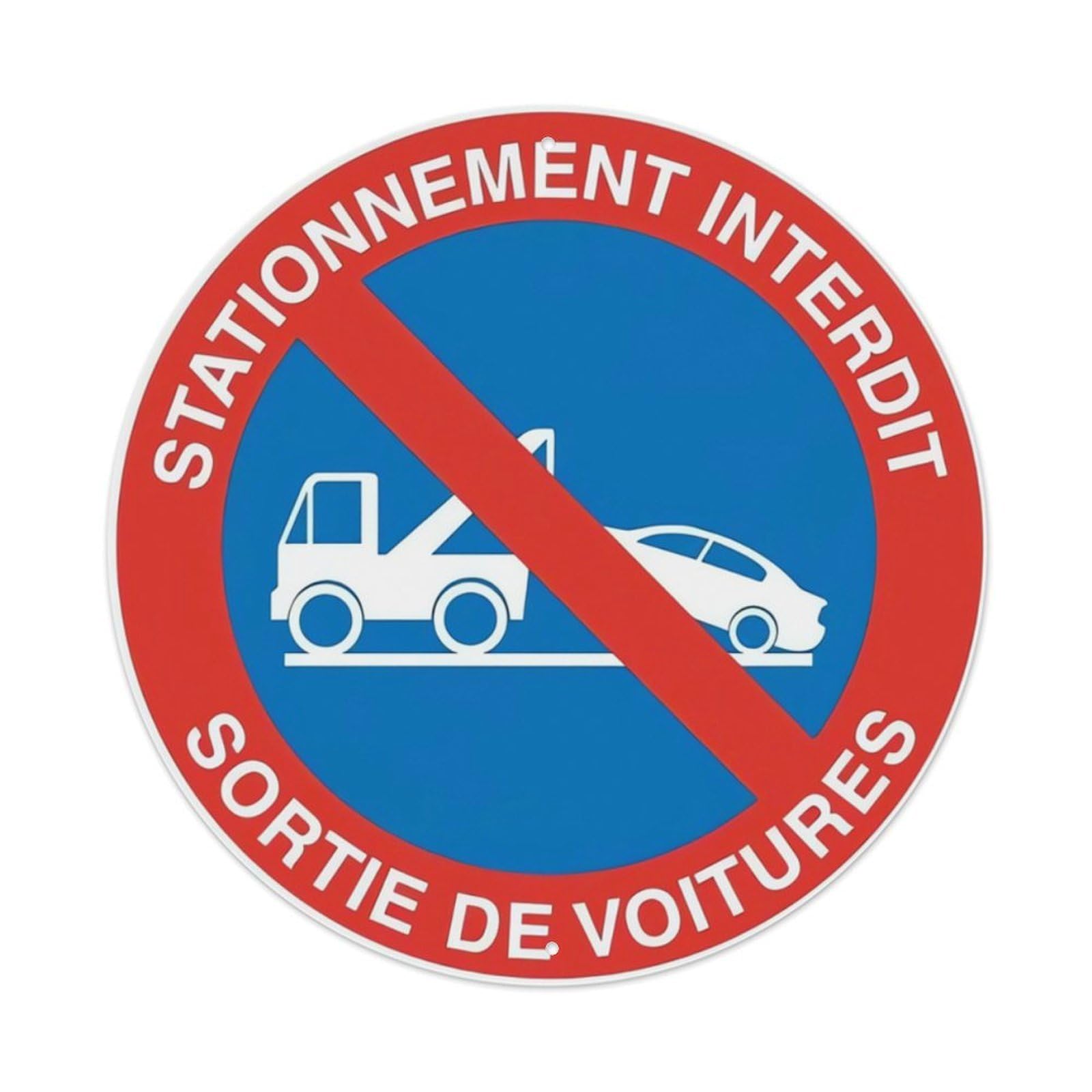 French No Parking Traffic Sign Vintage Aluminium Metal Sign, Retro Wall Decor for Home, Bar, Garage & Farmhouse 20x20cm