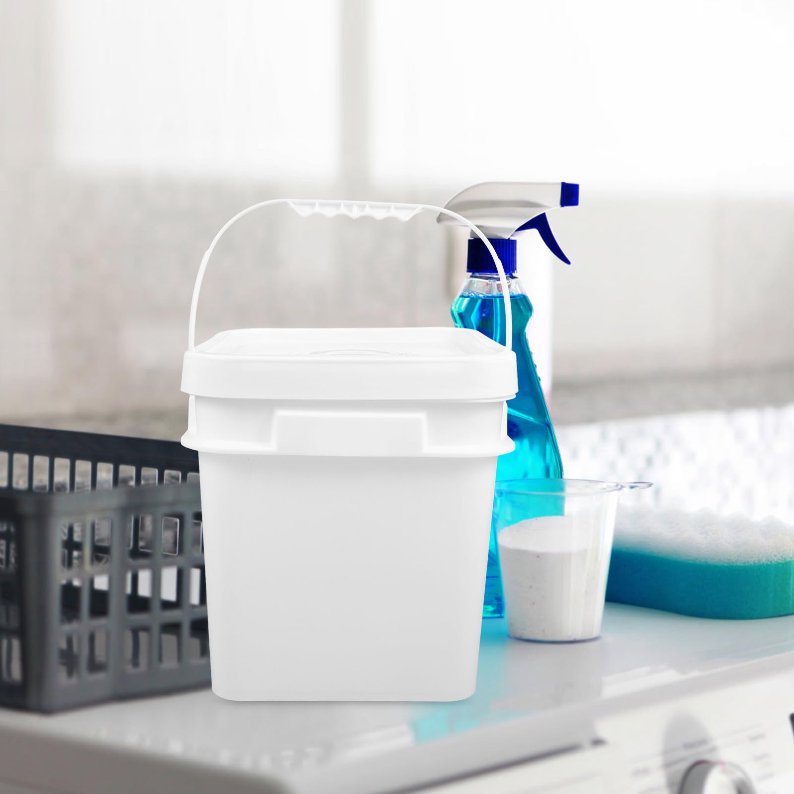 Gatuida Contenitore Facile da Pulire e Ricaricabile Coperchio Sigillato da 10l in Plastica Bianca per Lavanderia Domestica e Uso Quotidiano