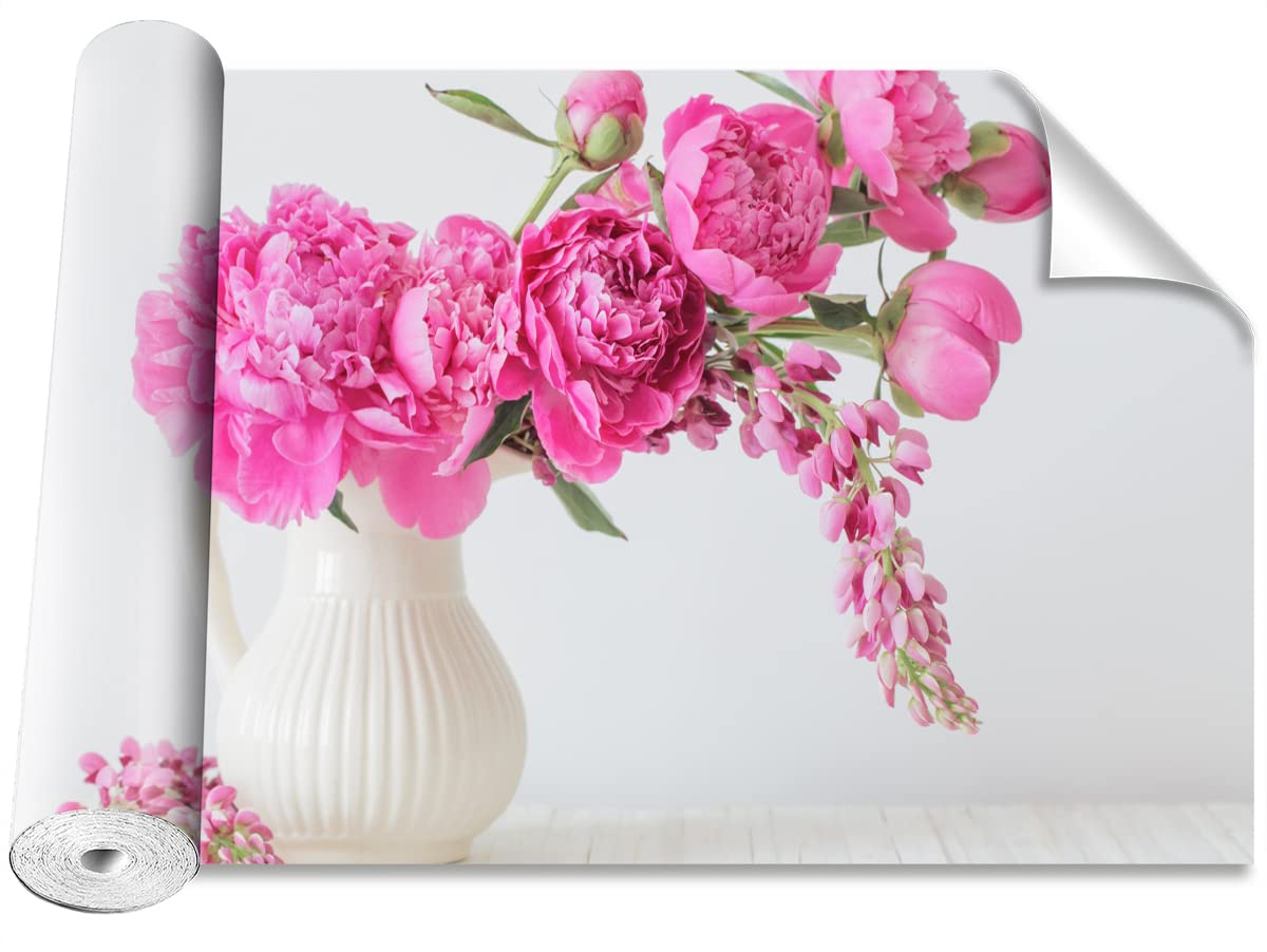 Papier peint floral pivoines roses pour salon moderne et chambre cosy