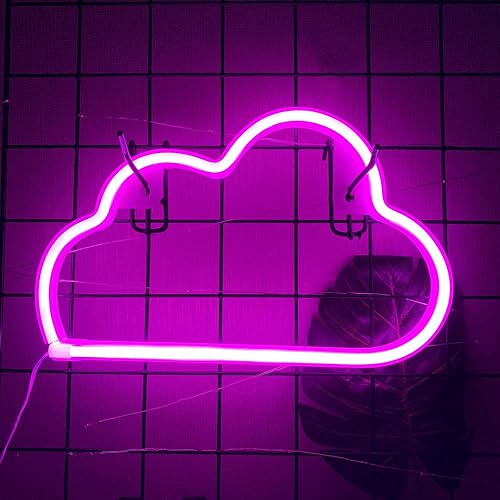 Miniatura 8 de Letreros de neón decorativos de nube rosada, luz de neón LED, batería USB, luz nocturna para dormir, nube de neón, lindos letreros de marquesina,