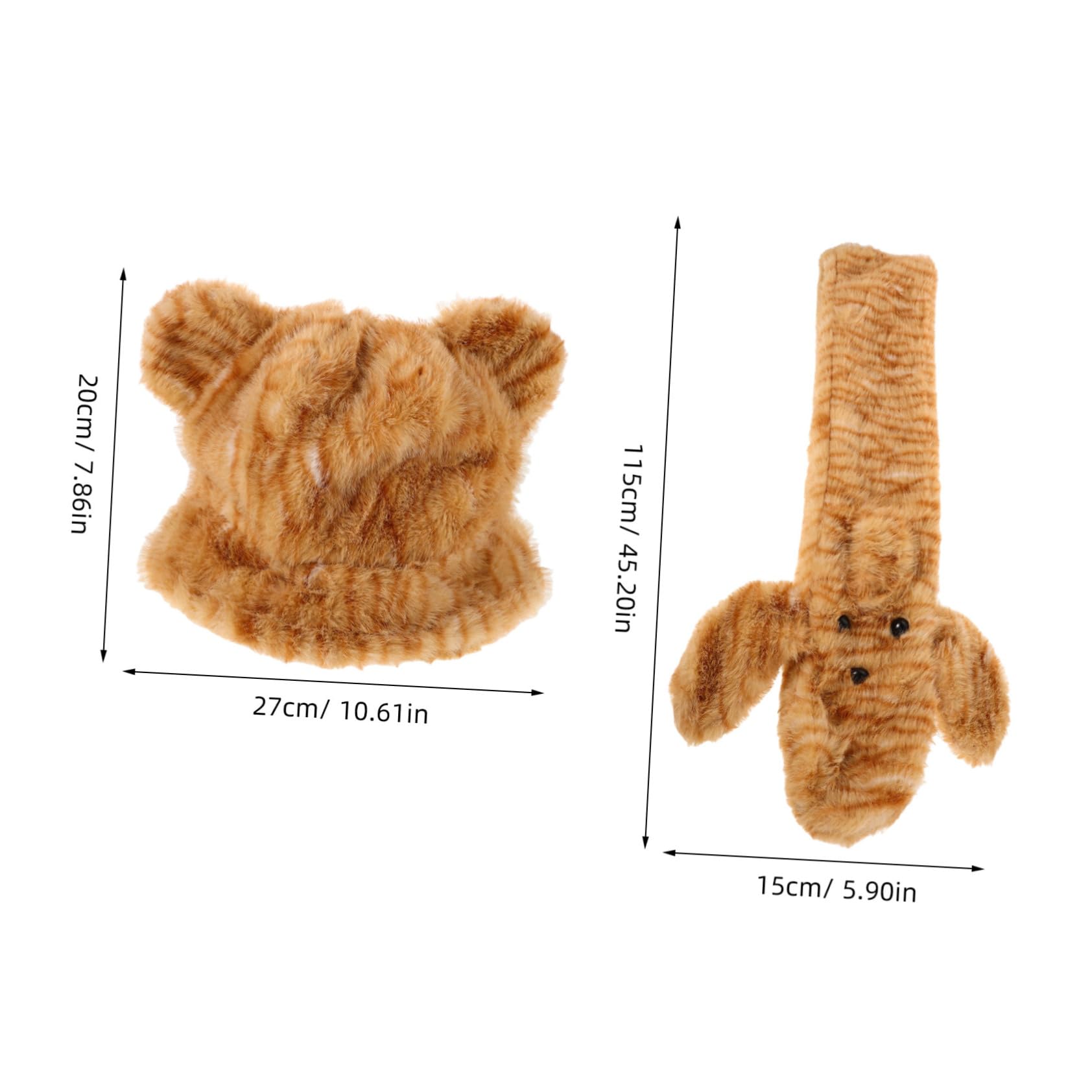 CONGARTENO 1 Set Tiger Print Plush Hat and Scarf Set for Women Cute Animal Design Bucket Hat and Scarf Soft Cozy Winter Accessories for Cold Weather Fashion