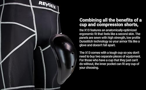 Miniatura 5 de Revgear X13 Compression Short & Cup  Great Protection for All Martial Arts  Invisible Inner Cup Pocket Design (Unisex Size)