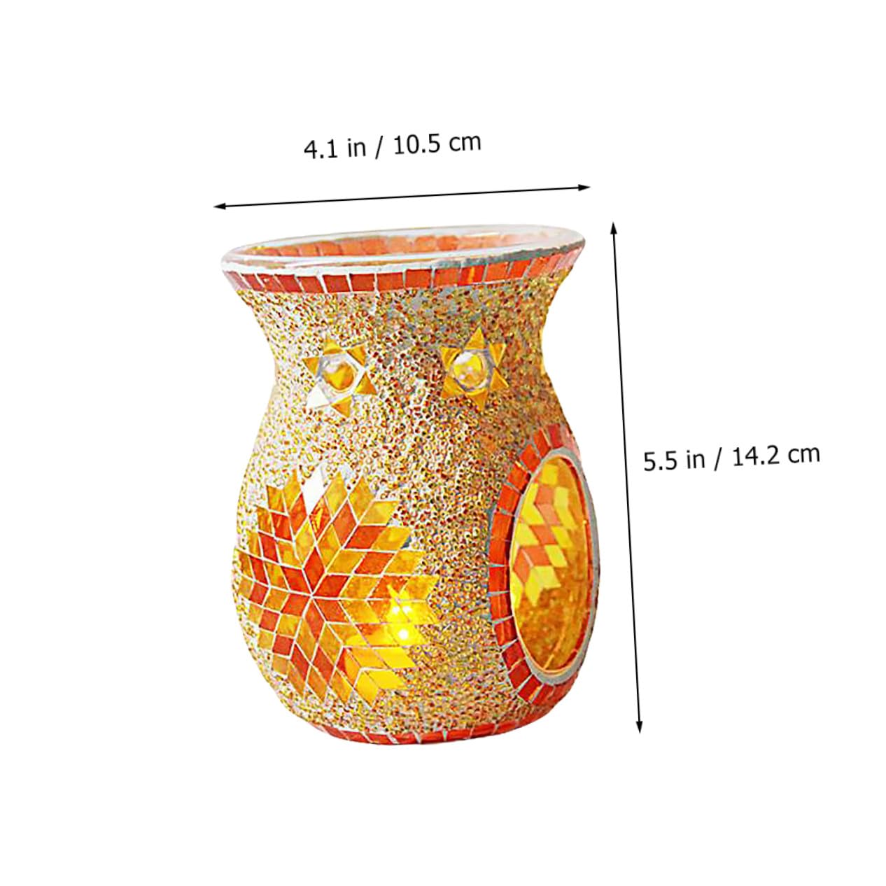 Cabilock Quemador Estilo Retro Elegante de Vidrio de Aceites Esenciales Naranja y Crear Ambiente Cálido y Romántico para Decoración de Mesa en Fiestas
