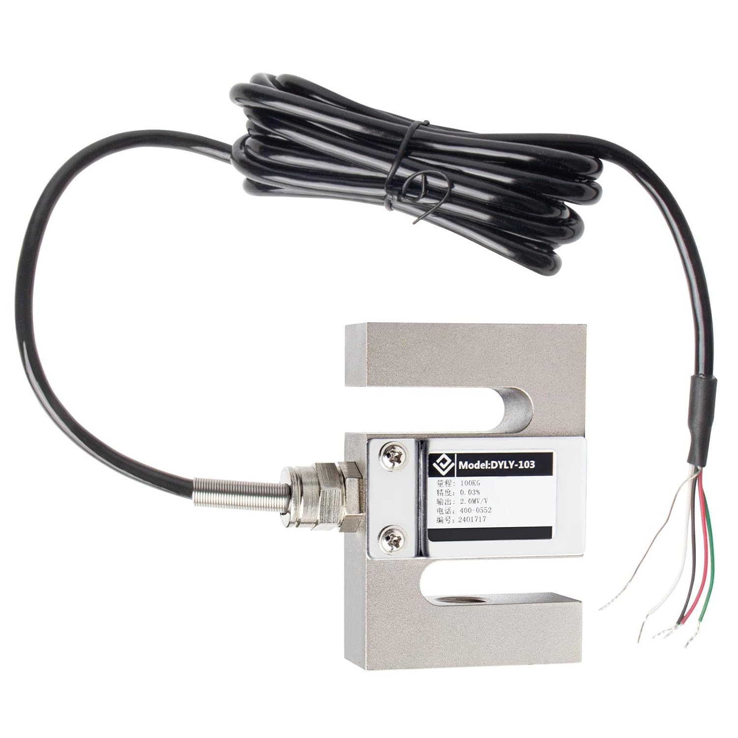 (0~100KG) S-Type Pull Pressure Compression and Tension Sensor, M12x1.75 Stainless Steel Force Pressure Testing Load Cell Sensor, Industrial High-Precision Force Sensor, DYLY-103, 5~15V