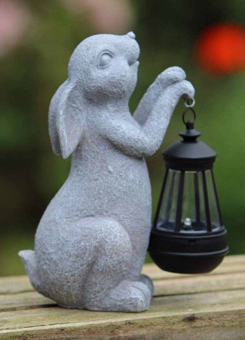 HH Home Hut Rabbit Solar Light Lantern Garden Ornament