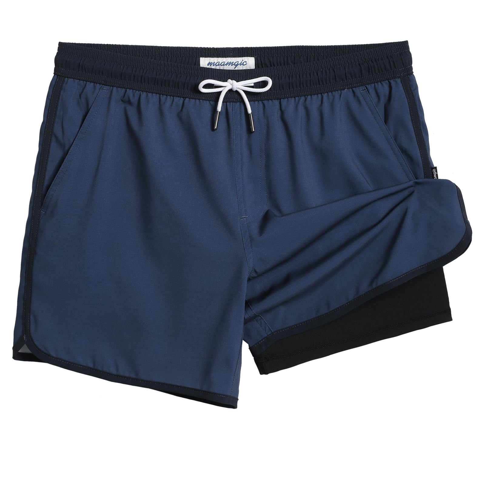 maamgic Mens Swim Trunks Short 80s 90s Vintage 5.5" Board Shorts Compression Lining Quick Dry 2 in 1 Beach Swimwear-picture-26