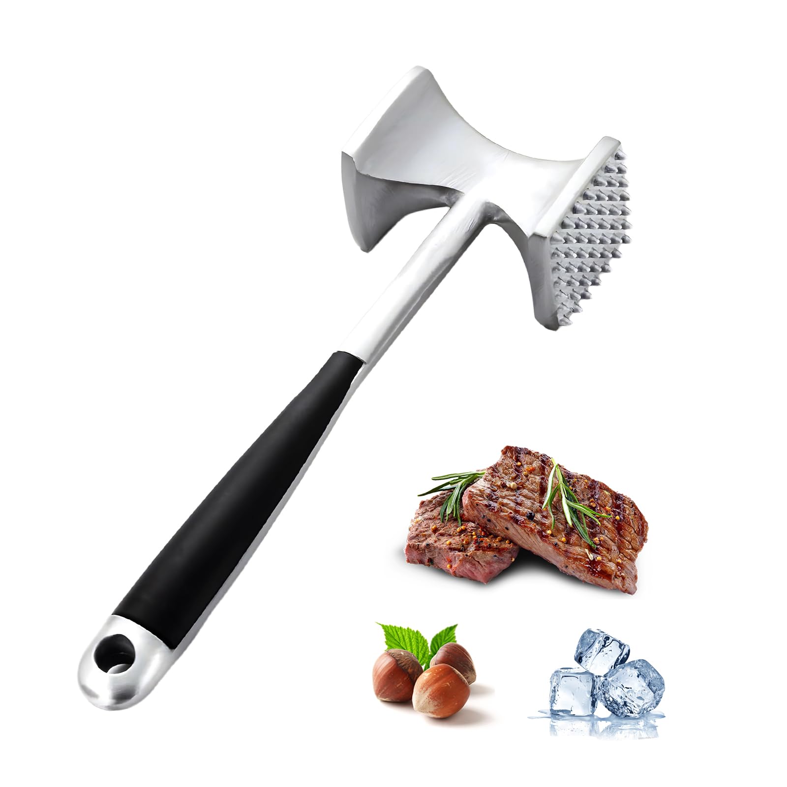 Attendrisseur de Viande Marteau Double Face avec Poignée Antidérapante pour Steak Poulet Côtelettes