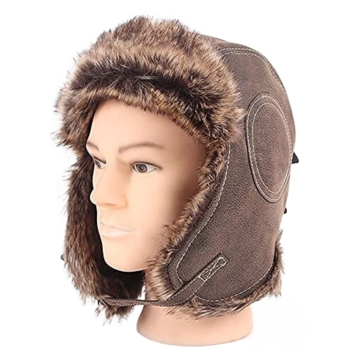 Czapka Zimowa Ekologiczna Męska Czapka Traperska Czapki Winter Trooper, Nauszniki Wiatroodporne Rosyjskie Narciarskie Ushanka Ciepła Czapka Zimowa