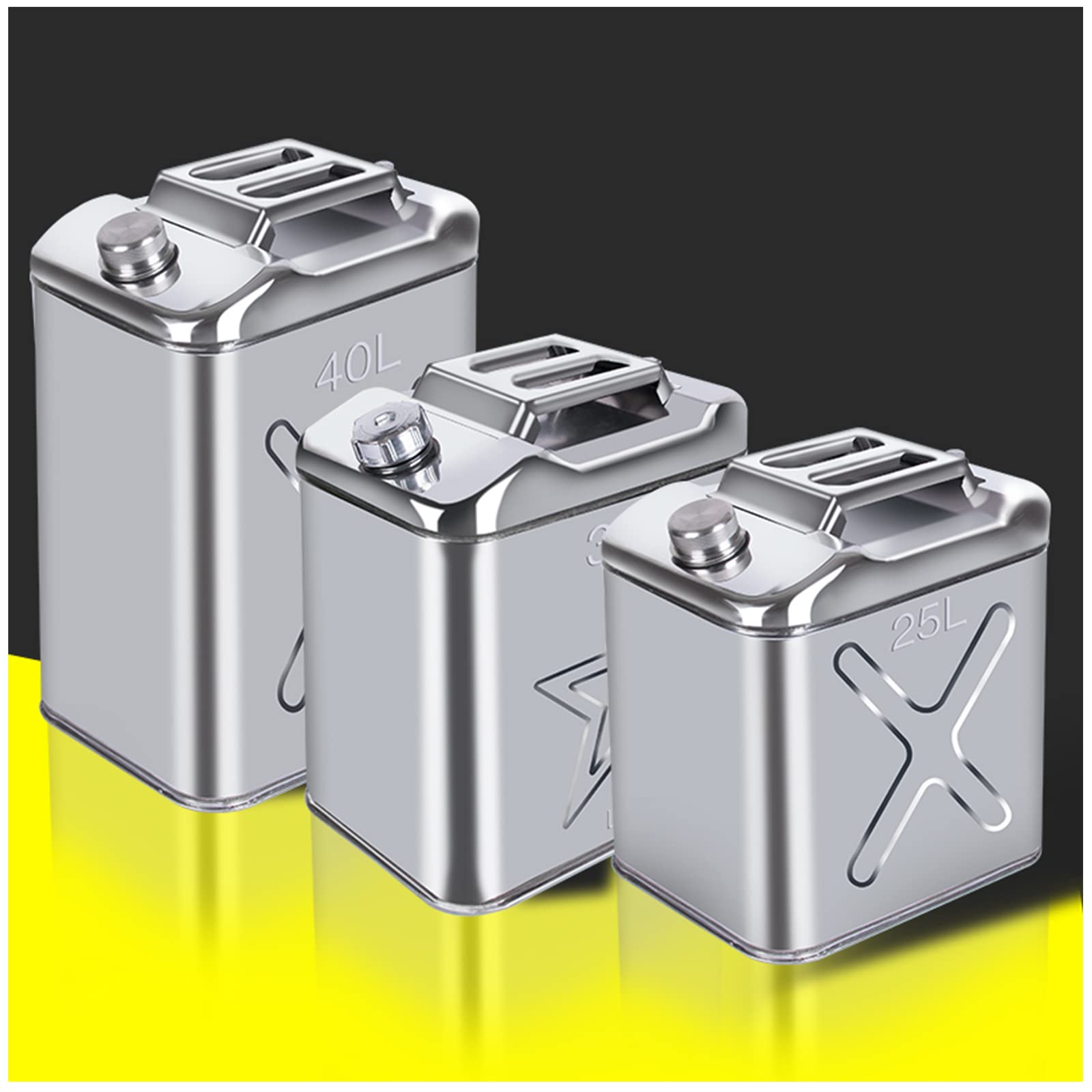 201 Benzinfass Aus Edelstahl 20L/25L/30L/40L Benzinkanister Reservekanister Metall Kraftstoff Kanister Diesel Kraftstoffkanister Kanister Metallkanister Für Benzin Und D(Size:40L)