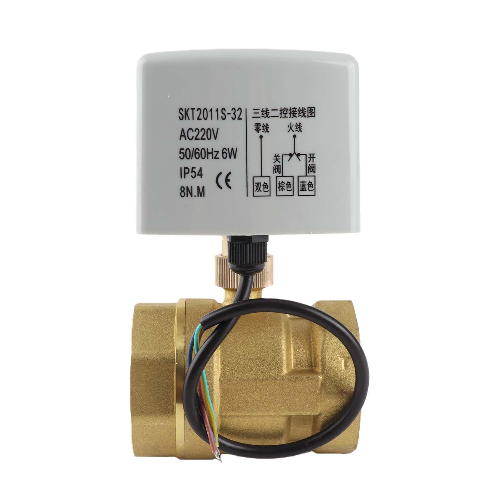 Motorized Ball Valve,AC 220V DN50 2" Inch 2-Way 3-Wire Brass Electric Motorized Ball Valve