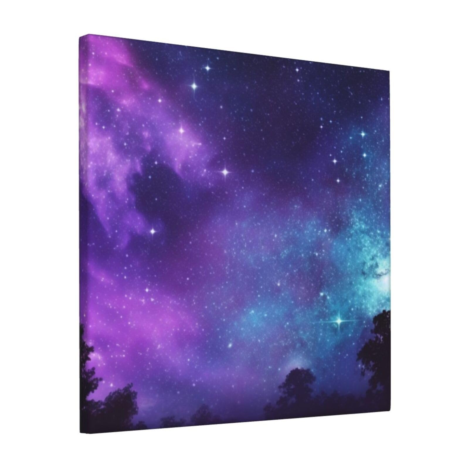 FodPand Purple Starry Sky Canvas Wall Art for Living Room Wall Decor 12"x12" Modern Artwork Painting Pictures Hanging Canvas Prints Aesthetic Wall Art for Bedroom Bathroom Office Wallart Decor