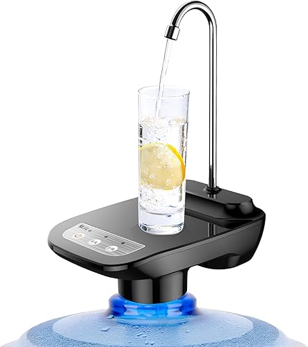 Bomba eléctrica para botella de agua con bandeja, dispensador automático recargable de agua potable con grifo, se adapta a botellas de 5 galones,