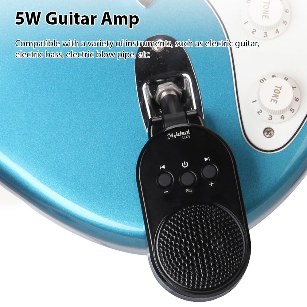 Amplificateur de guitare BT portable 5 W pour toutes les guitares électriques et instruments à vent Amplificateur de type C rechargeable à 270 degrés rotatif Plug and Play, haut-parleur