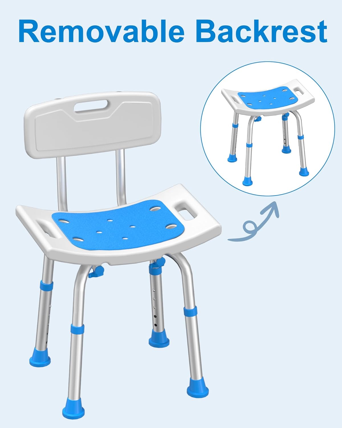 HOMLAND Raised Toilet Seat with Handles and Shower Chair for Inside Shower with Removable Back