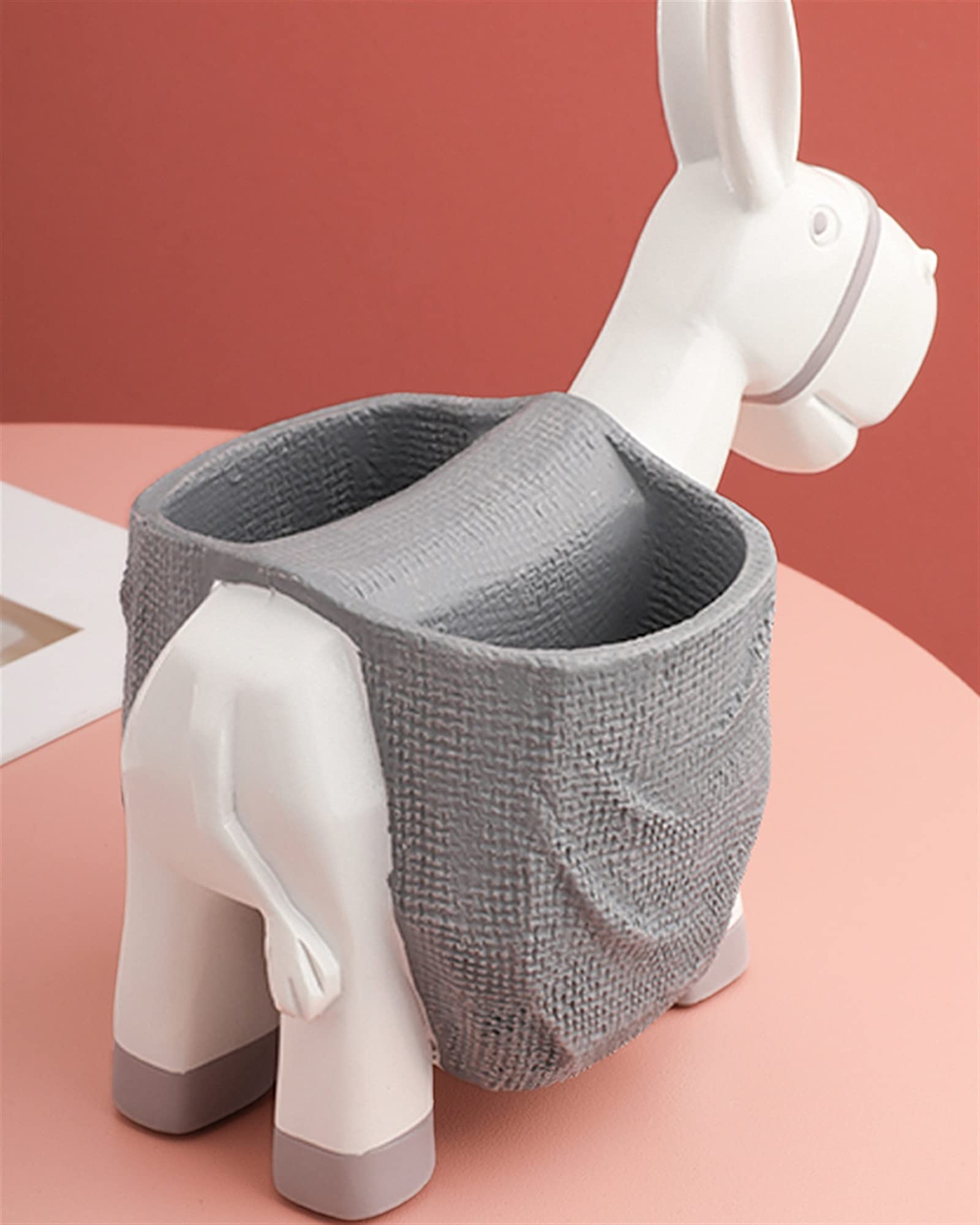 Pot à crayons et stylos – Petit pot à crayons en résine en forme d'âne – Accessoire de bureau – Porte-pinceaux de maquillage pour filles