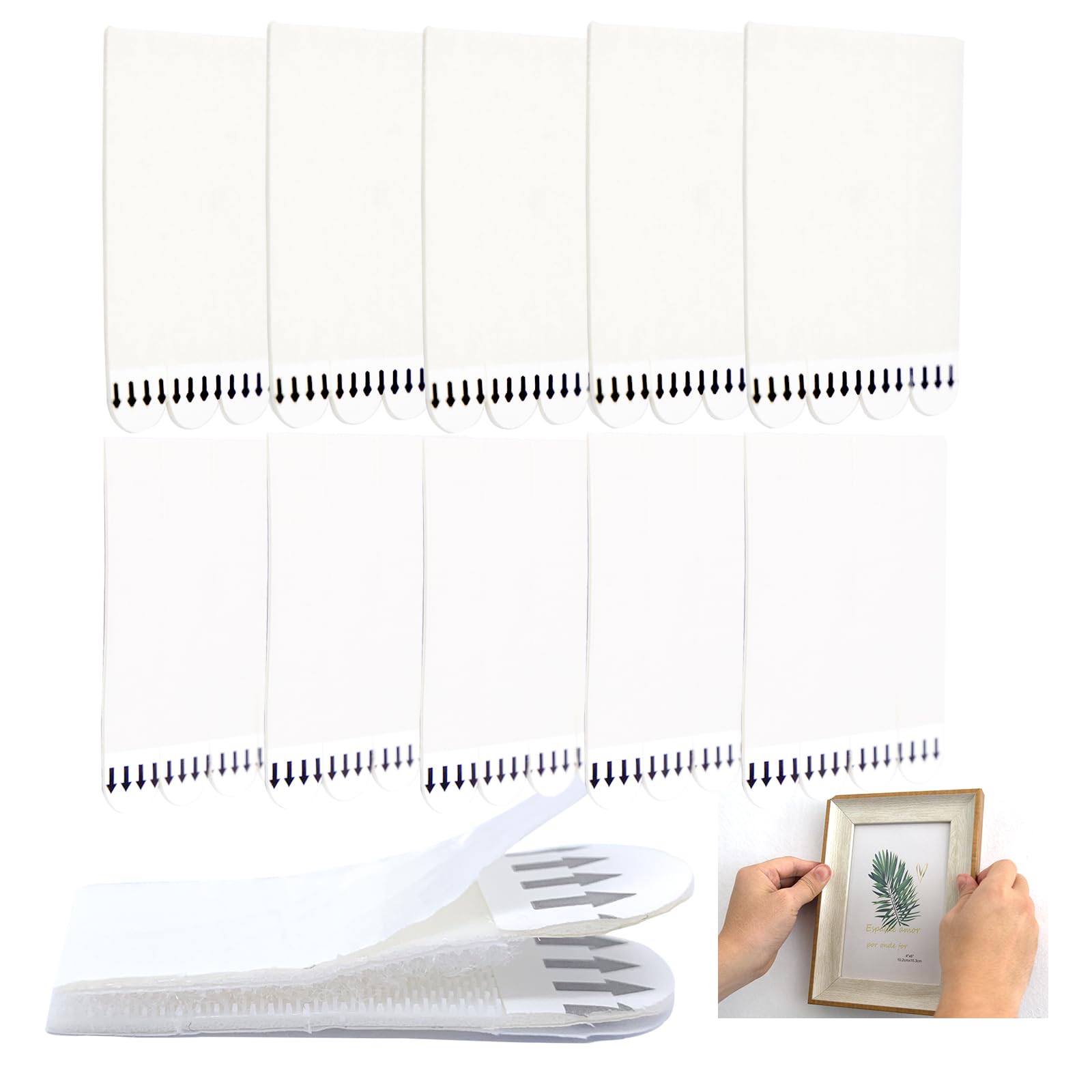 20 pares (40 tiras) tiras adhesivas para colgar cuadros resistentes, extra fuertes de 3.65 x 0.75 pulgadas, cintas de montaje de gancho de doble cara para decoraciones de Navidad, cinta de pared