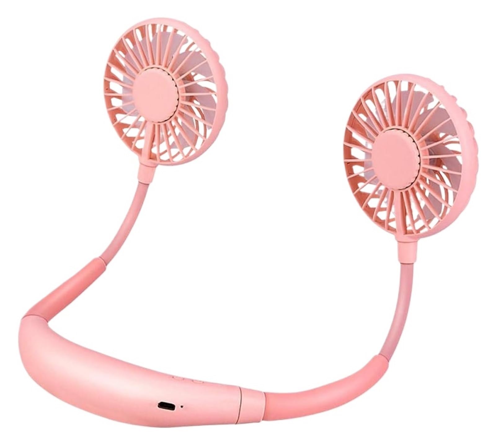 UDPOIUYT Wearable Cooling Fan, Wearable Neck Fan With LED Double Wind Head, Multicolor(Copper pink)