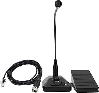 Ailunce SM01 Mobile Radio Desktop Microphone Bundle Foot Switch PTT Compatible with ICOM IC7300 Amateur Radio Transceiver, 8 Pin Round Plug,Volume Adjustable,Non-Slip Base,Gooseneck Design(1 Pack)