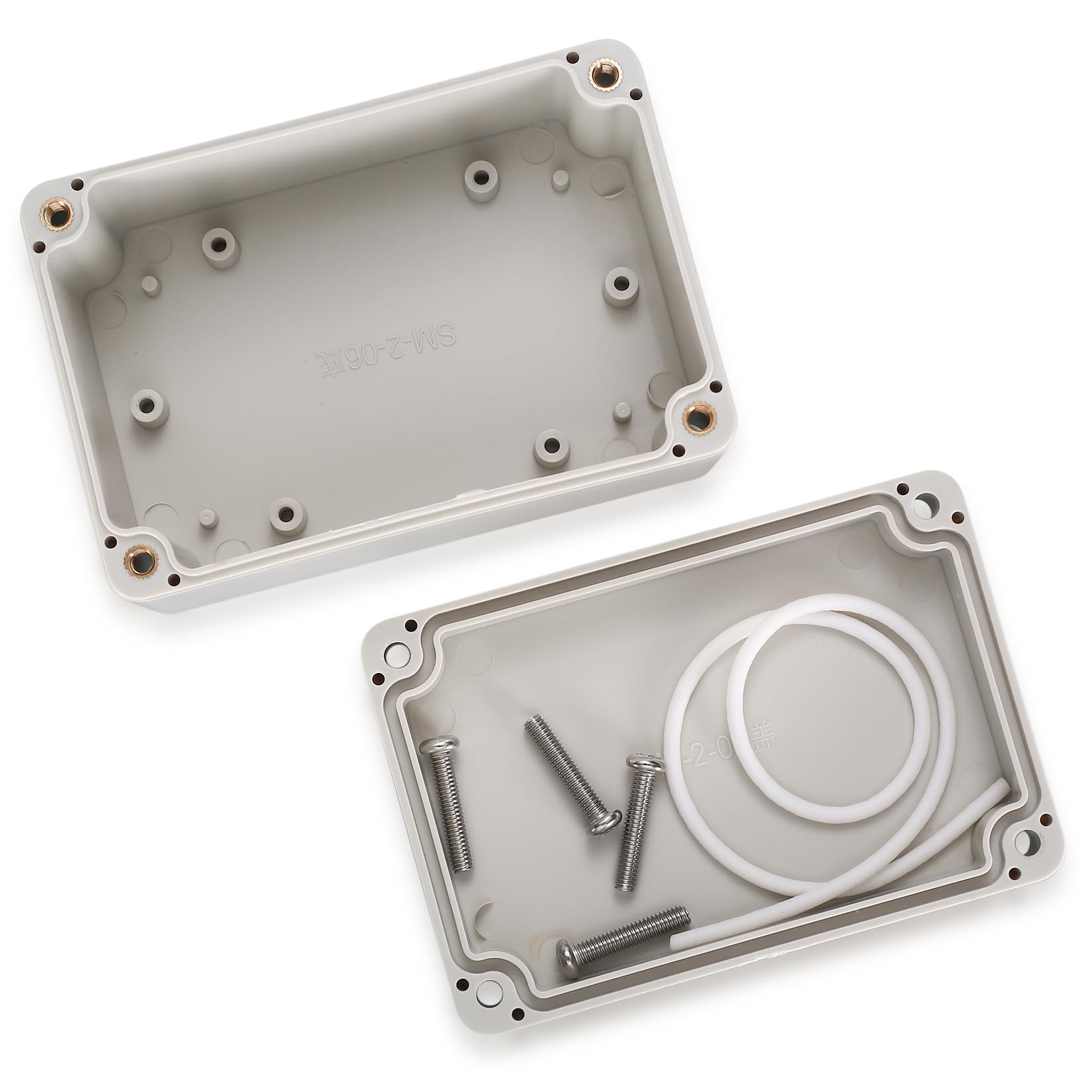 2 Piezas Cajas de Conexiones, Caja de Derivación Estanca Exterior Electricas, Cajas de Proyectos Electrónica Plástico, Conexiones Cables Electricos Estancos (100X68X50MM, Blanco grisáceo)