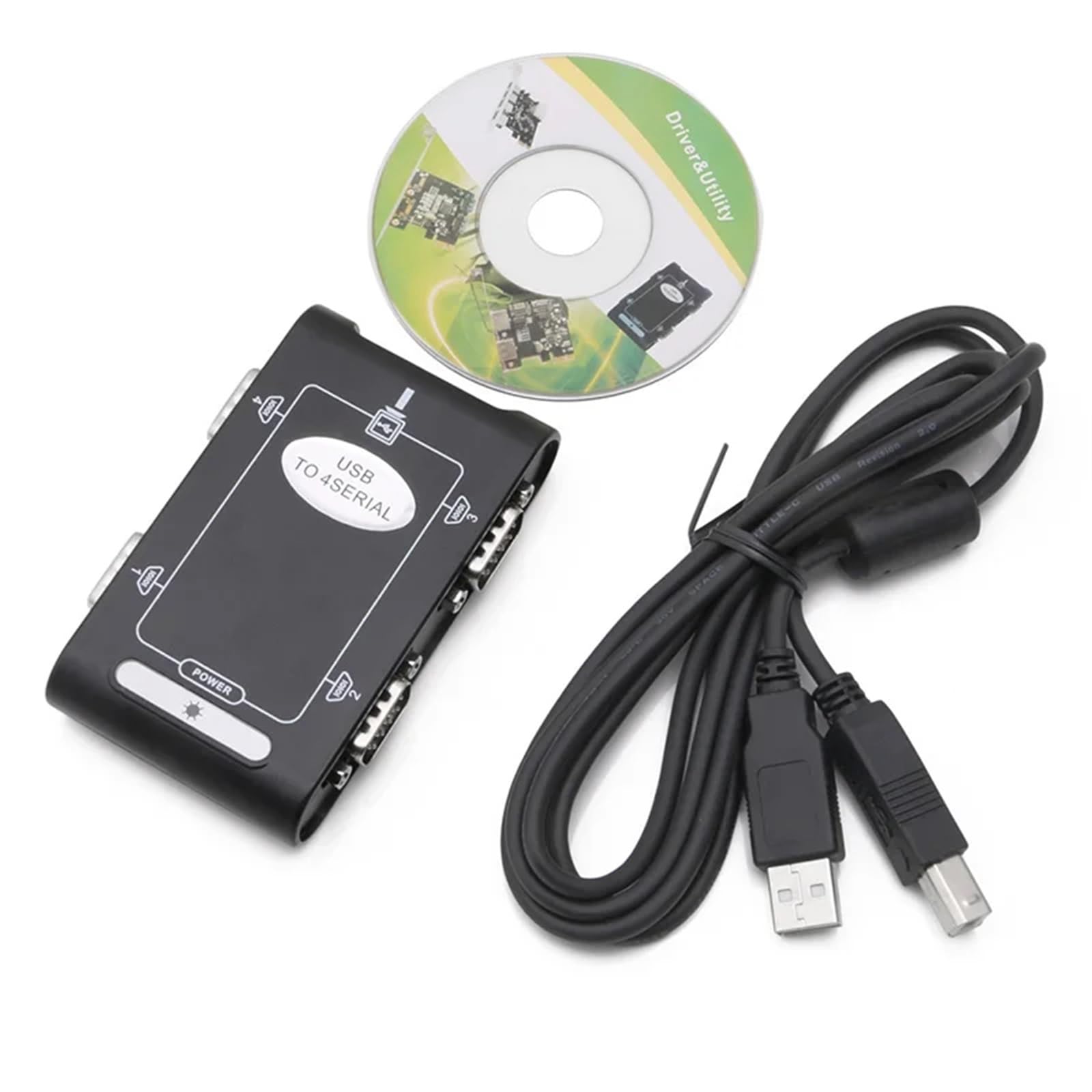 Hub adattatore connettori controller COM DB9 seriale USB 2.0 a 9 pin RS232 da USB 2.0 a 4 porte