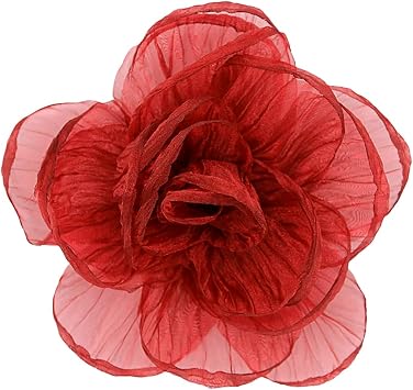 Huralona 2pcs Organza Large Flowers Tulle Artifical Roses for Crafts Bow Wedding Dec
