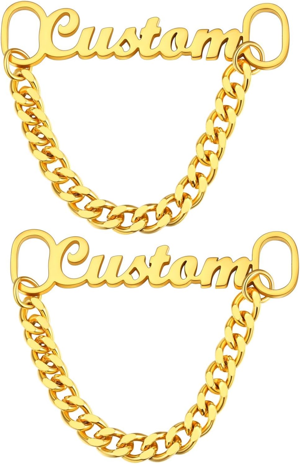 Supcare 2PCS Custom Name & Photo Shoe Lace Buckle Tags Stainless Steel