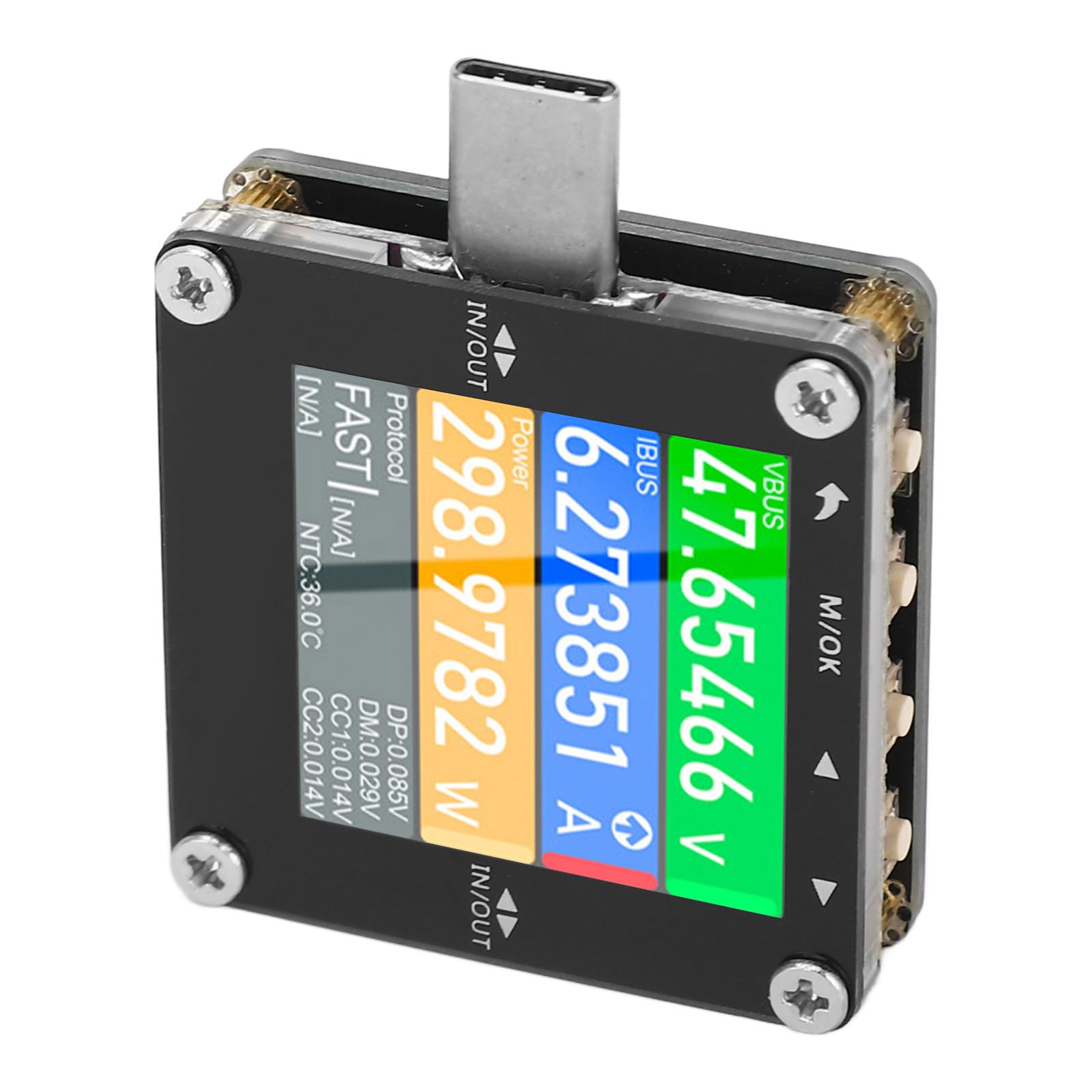 Socobeta Typ-C-Tester, Digitaler Leistungsmesser mit Vollfarb-IPS-Display für QC PD-Schnellladung, Premium-ABS-Design, Ideal für Technikbegeisterte, 1 Einheit