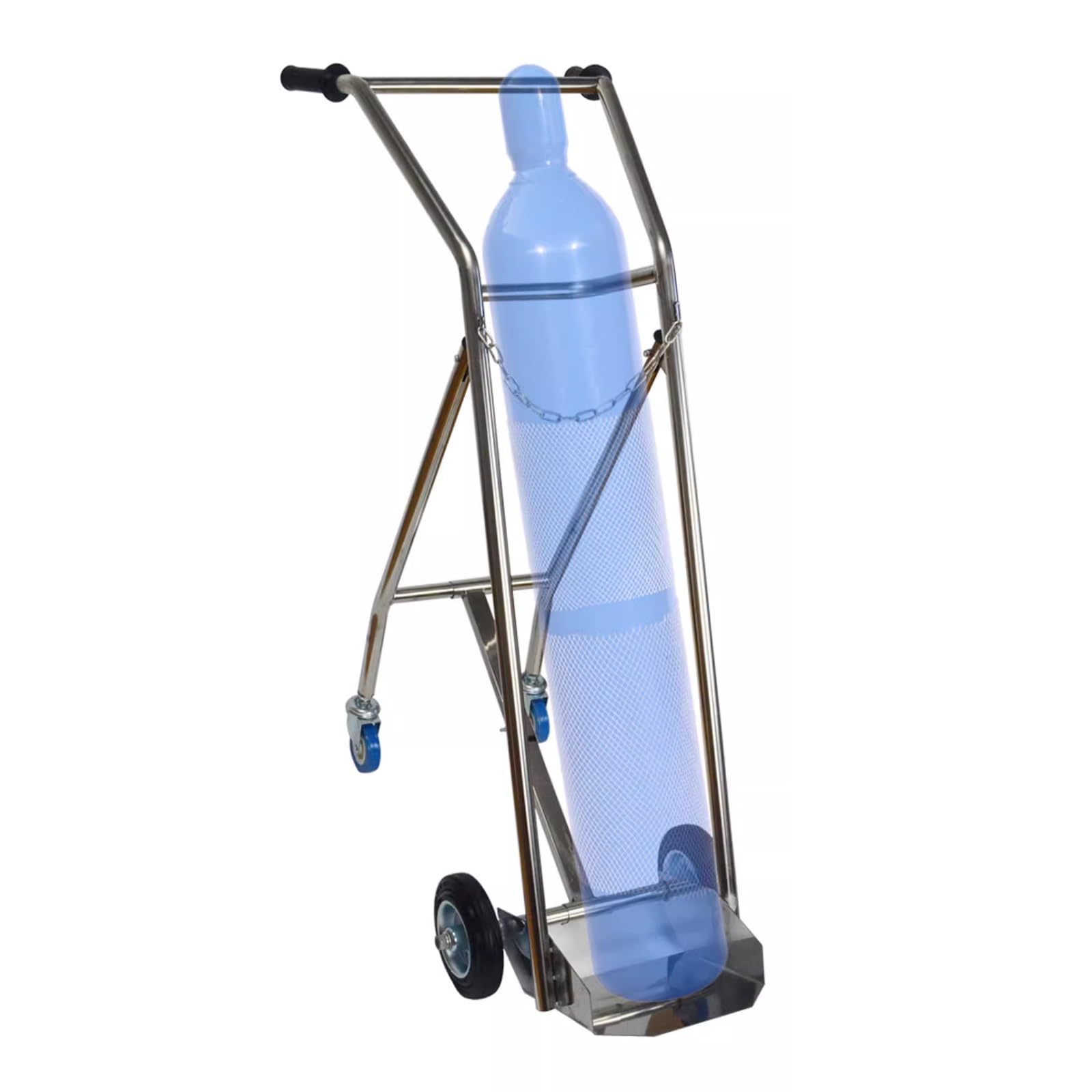 Carro cilíndrico de oxígeno, soporte portátil de acero inoxidable con ruedas, diseño de rodamiento ligero, soporta carga de hasta 100 kg, ideal para cilindros de oxígeno