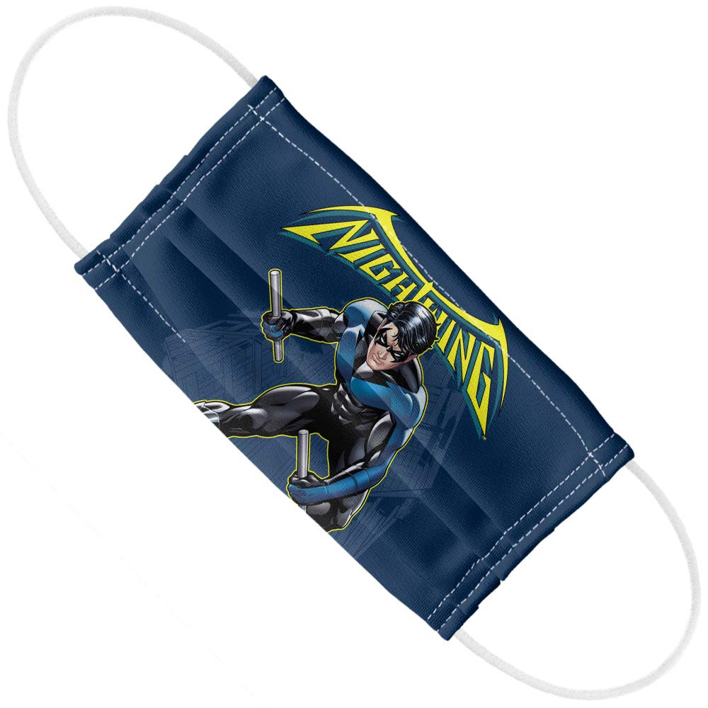 Popfunk Batman Nightwing 1-Ply Reusable Face Mask Covering with Adjustable Nose Wire, Unisex