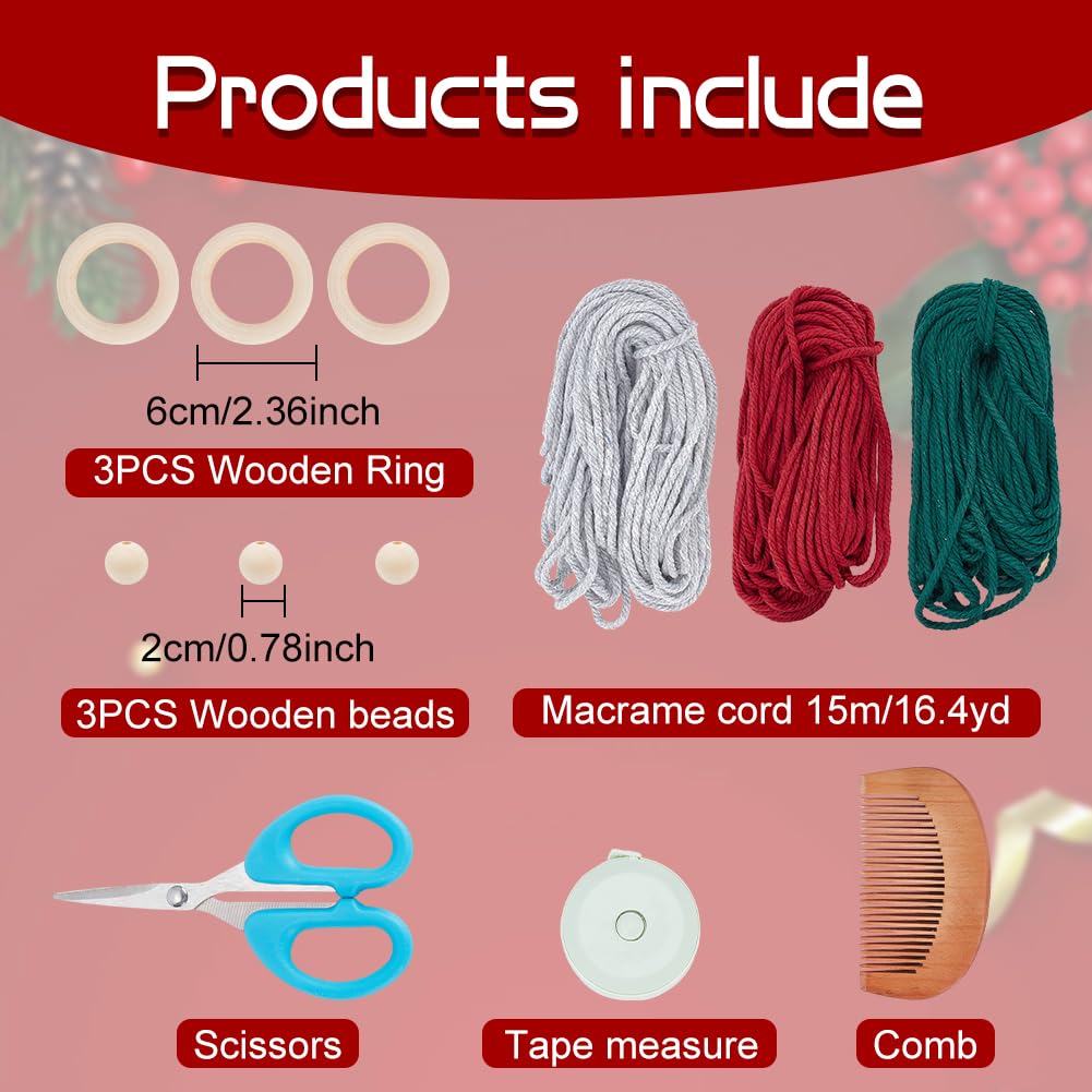 ORIGACH 3 Set DIY Macrame Angel Kit Easy Macrame Angel Hanging Ornaments Kit with Instructions Macrame Hanging Decor for Christmas Tree Holiday Decoration