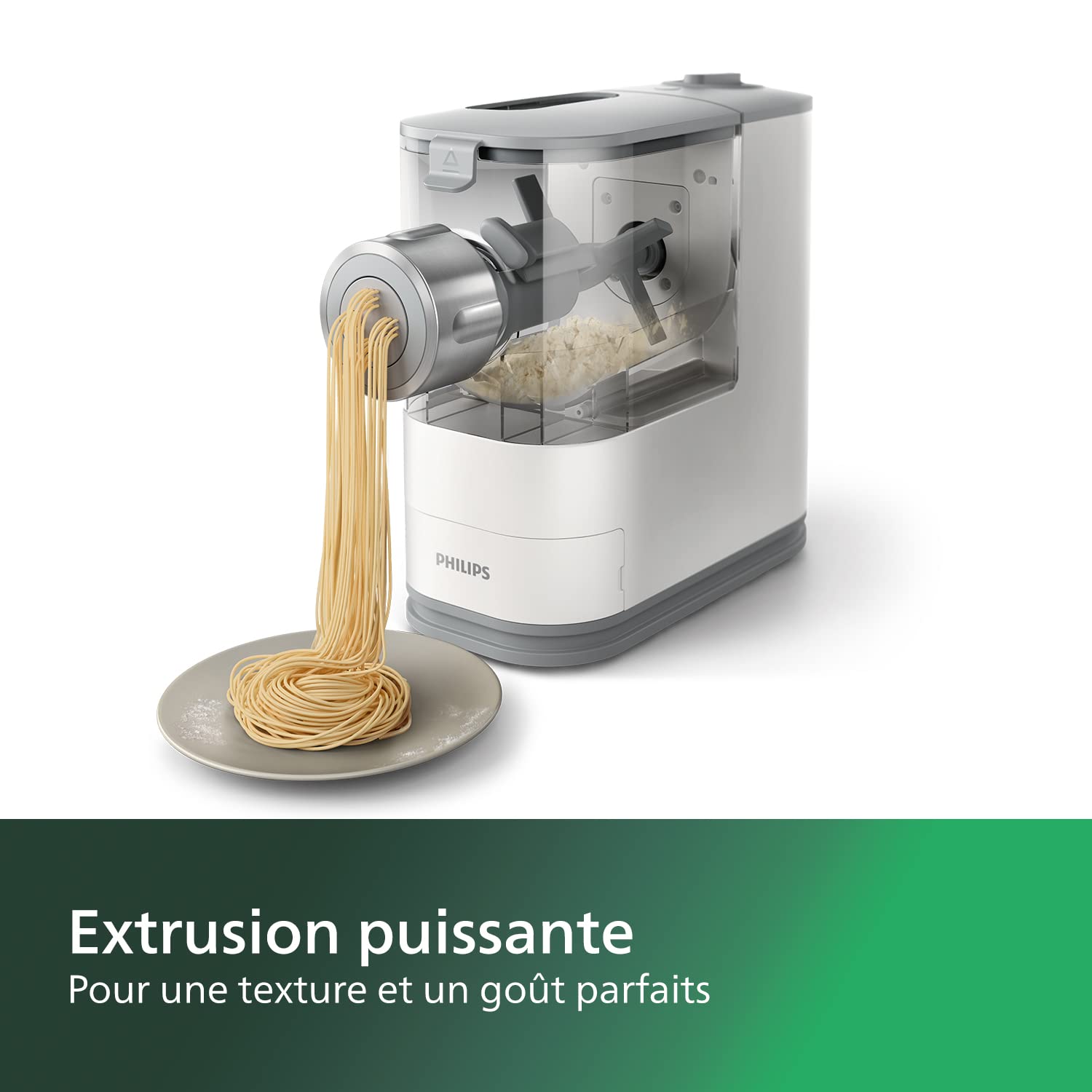 Philips Machine à Pâtes - Entièrement Automatique, Pesée Automatique, 4 Disques de Mise en Forme, Blanc/Crépuscule (HR2345/19)